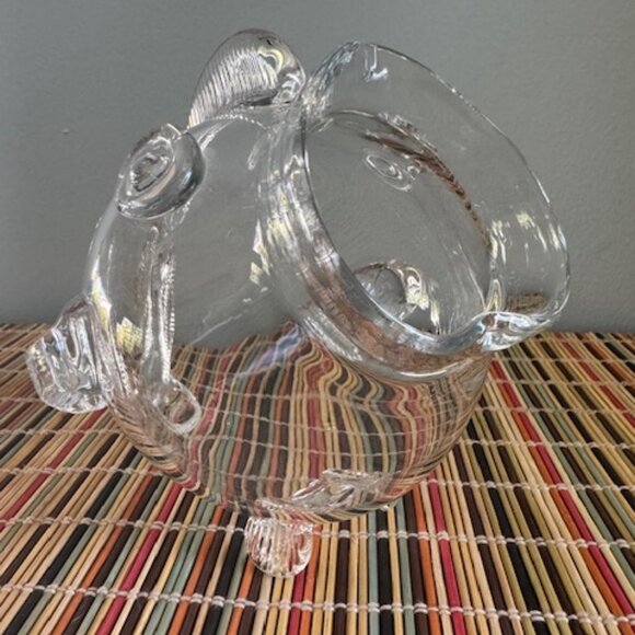 Vintage Hand-Blown Clear Glass Fish Vase Empoli Blenko Style Art Glass 6" - Picture 2 of 11